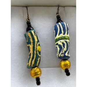 Brand New Artisan Mismatched Antique African Trade Glass Bead Earrings